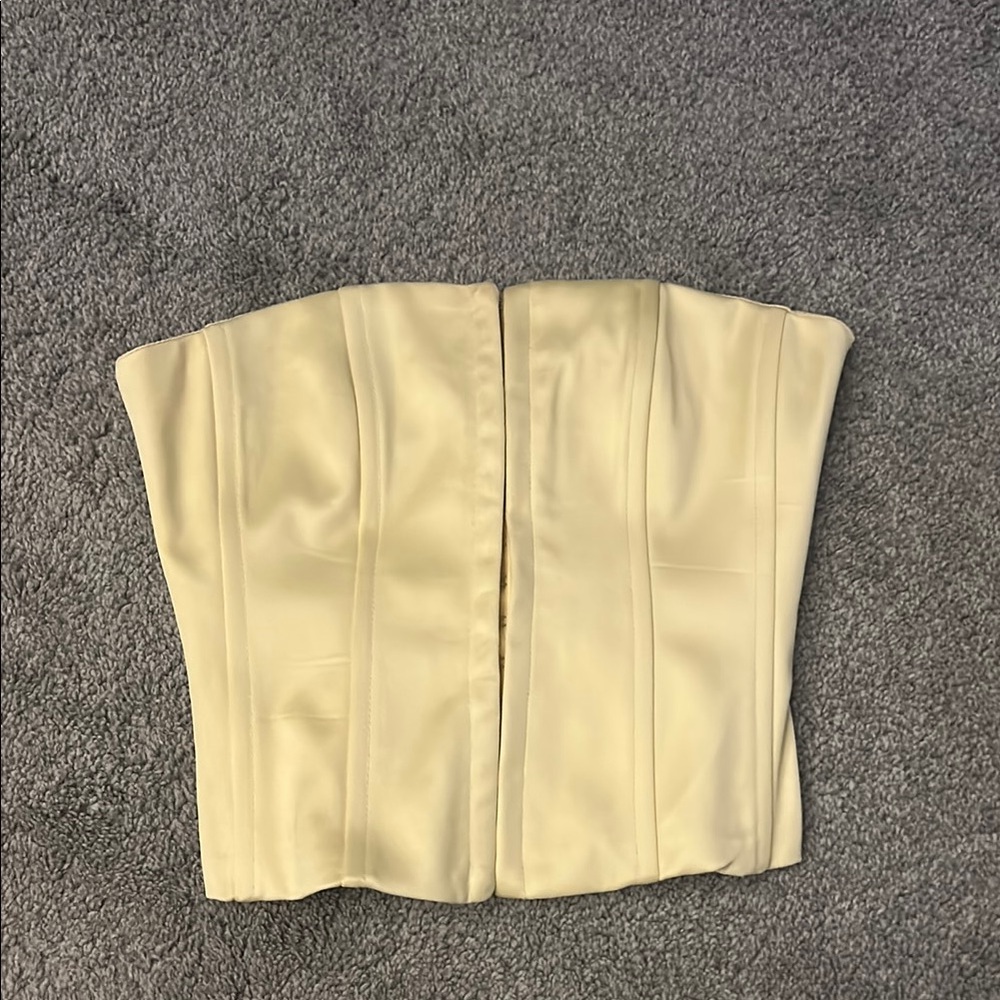 Danielle Guizio Cream Satin Corset Top